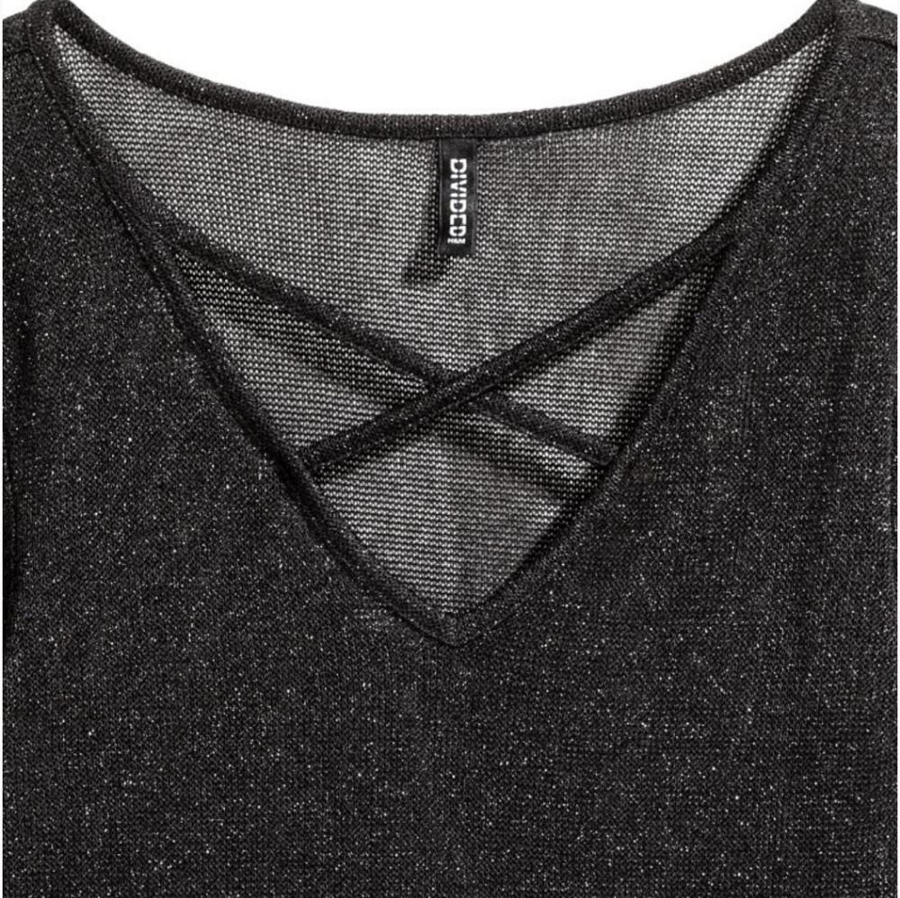 Mesh black + glitter top M- H&M Divided